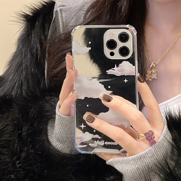 NEW iPhone 13/12/Pro/Max Clouds Mirror Phone Case - Picture 8 of 9